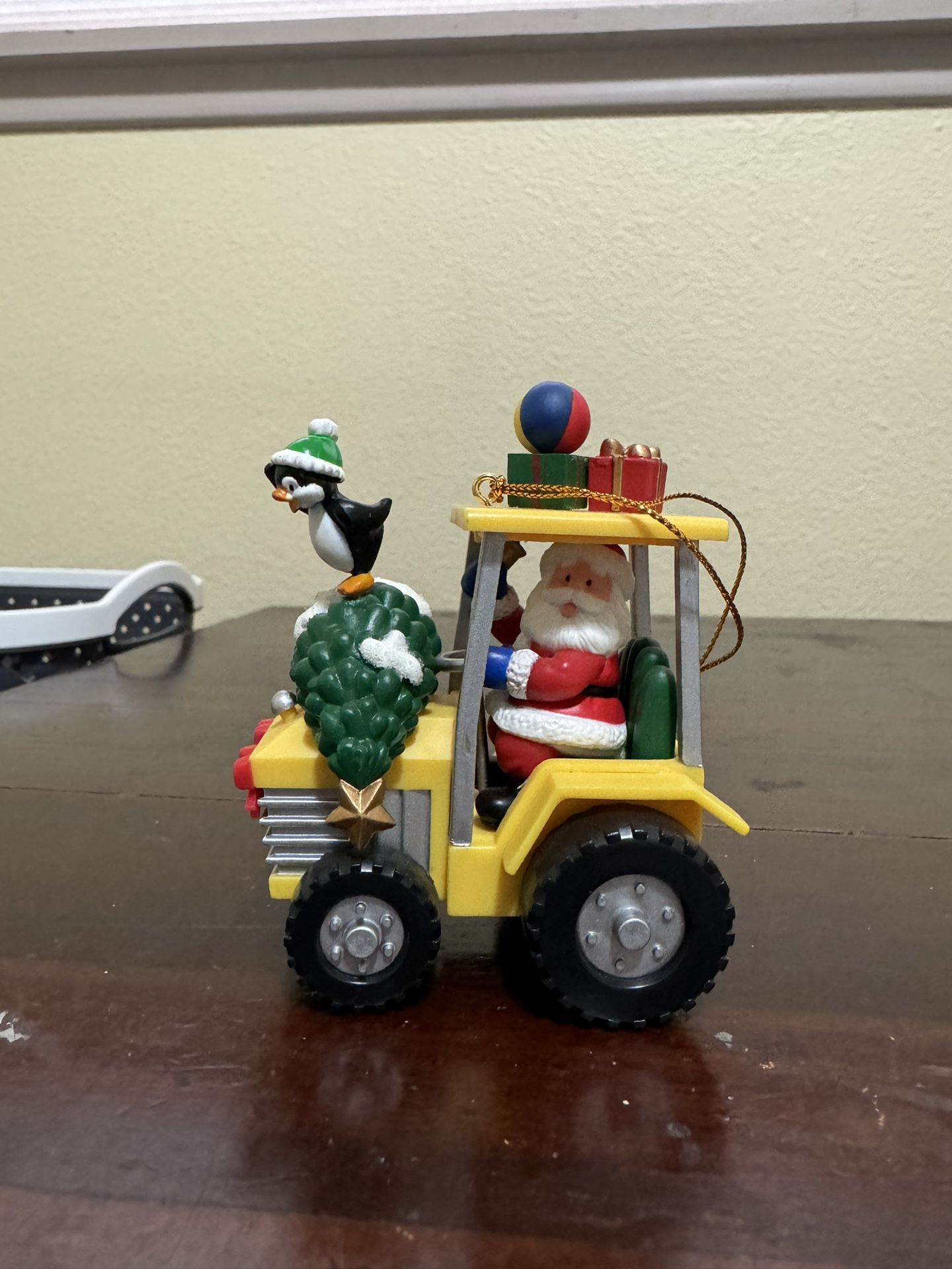 Kirkland Costco Christmas Image Creation Santa Yellow Tractor Holiday Ornament