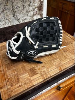 Rawlings HFP115BW 11.5in Leather Glove Left Hand Basket Web Black/White