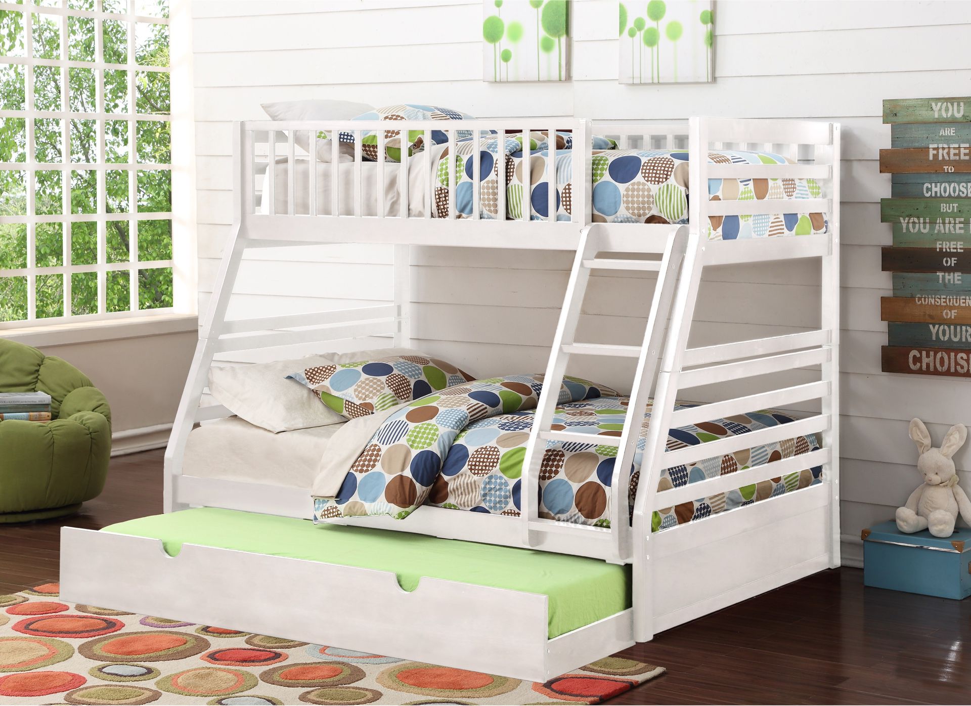 BRAND NEW TWIN SIZE OVER FULL SIZE BUNK BED + FREE TRUNDLE BED FRAME INCLUDED