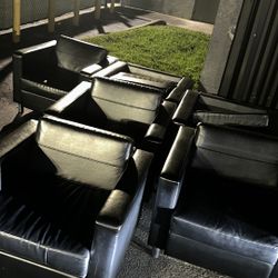 6 Pc Accent Chair black Faux Leather