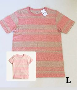 Crewcuts T-Shirt in Stripe Dusty Barn Clay Sand Boys Size L