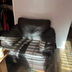 Used Single Armchair Armchair Brown Synthetic Leather 