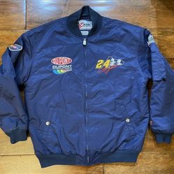 Jeff Gordon #24 Dupont Racing Nylon Full Zipper Jacket Mens Size Large NASCAR
