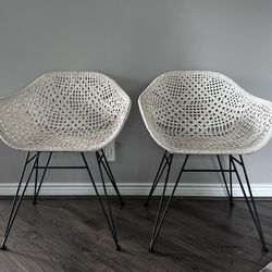 White Leather And Metal Chair