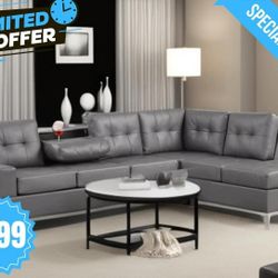 Grey Sectional Sofa 🛋 ✨️ Faux Leather NEW
