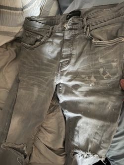 grey purple jeans