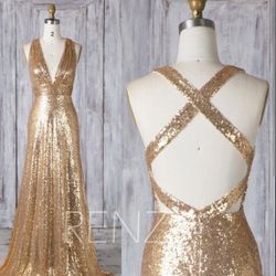 Brand NEW GOLD SEQUENCE DRESS/GOWN by ALFRED ANGELO