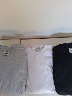PRO CLUB WHITE 6 BLACK 6 GARY 6 TOTAL 18 PC MAN'S HEARYWEIGHT COTTON SHORT SLEEVE T SHIRT SIZE L TALL