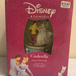 DISNEY Cinderella Prince Musical Waterball Snow Globe I Love You Truly Rare HTF