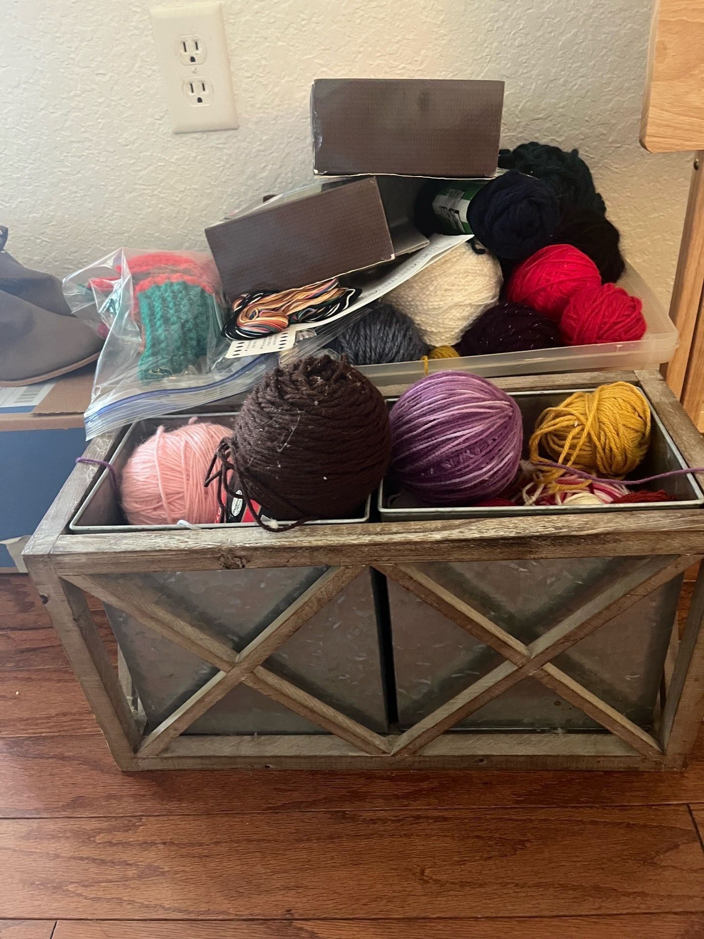 Craft Supplies Bundle: New Yarn Kits, Cross Stitch, Yarn, Storage Box