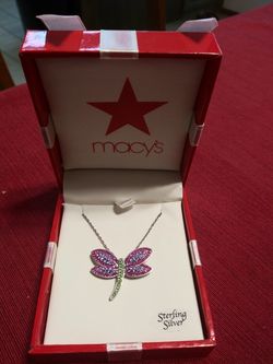 Macy's Sterling Silver Dragonfly Pendant on Sterling Chain