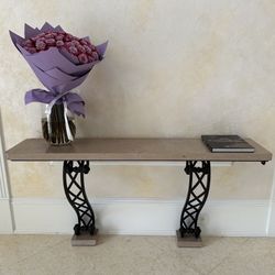 Console Table – Stone Top &  Iron Base