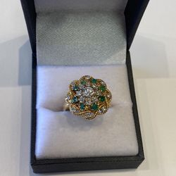 18k Diamond Emerald Ring