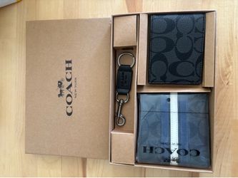 Blue and black coach wallet