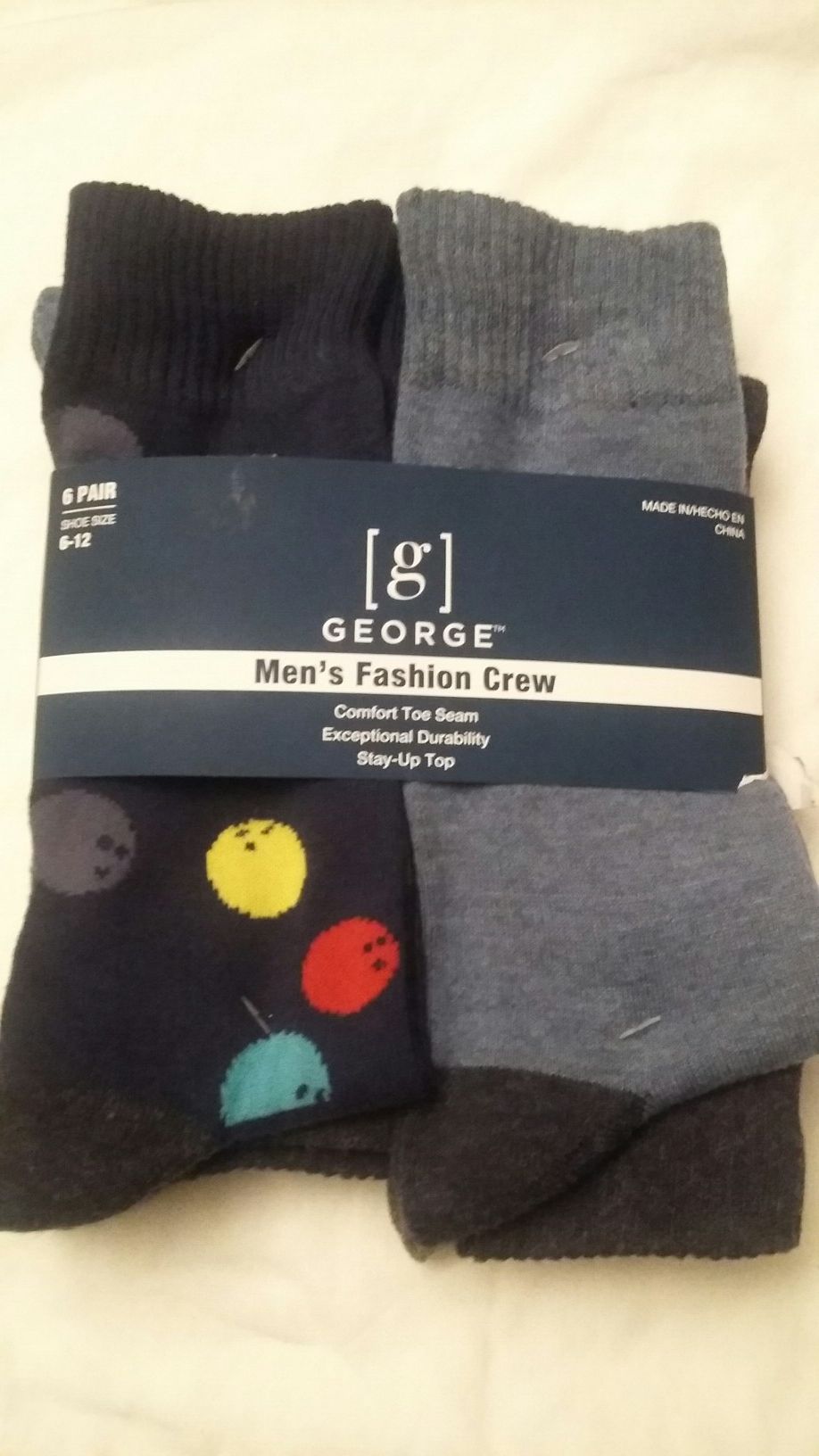 Bowling Men's 6 Pack Of Crew Socks New