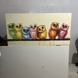 Beautiful Owl, Canvas, Signed  Painting