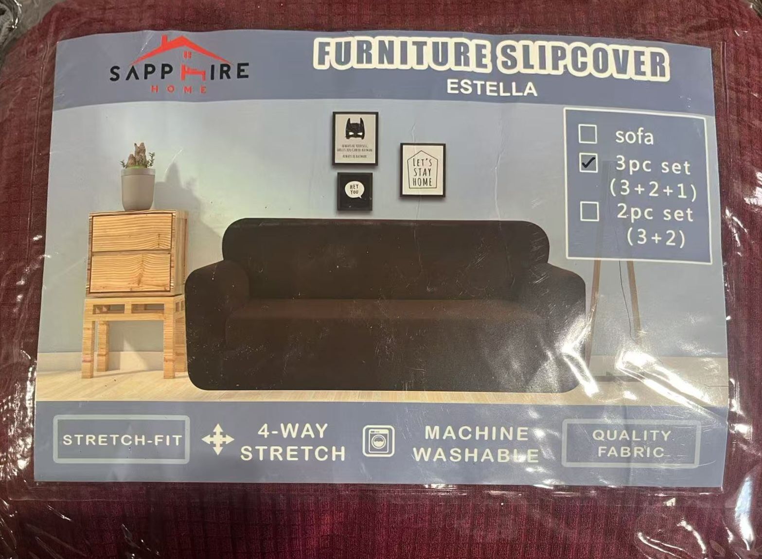 ✌️ Sapphire Home 3-Piece Couch Cover Set, Sofa, Loveseat, and Arm Chair Slipcovers, Form fit Stretch, Furniture Protector, Sofa Covers for Living Room