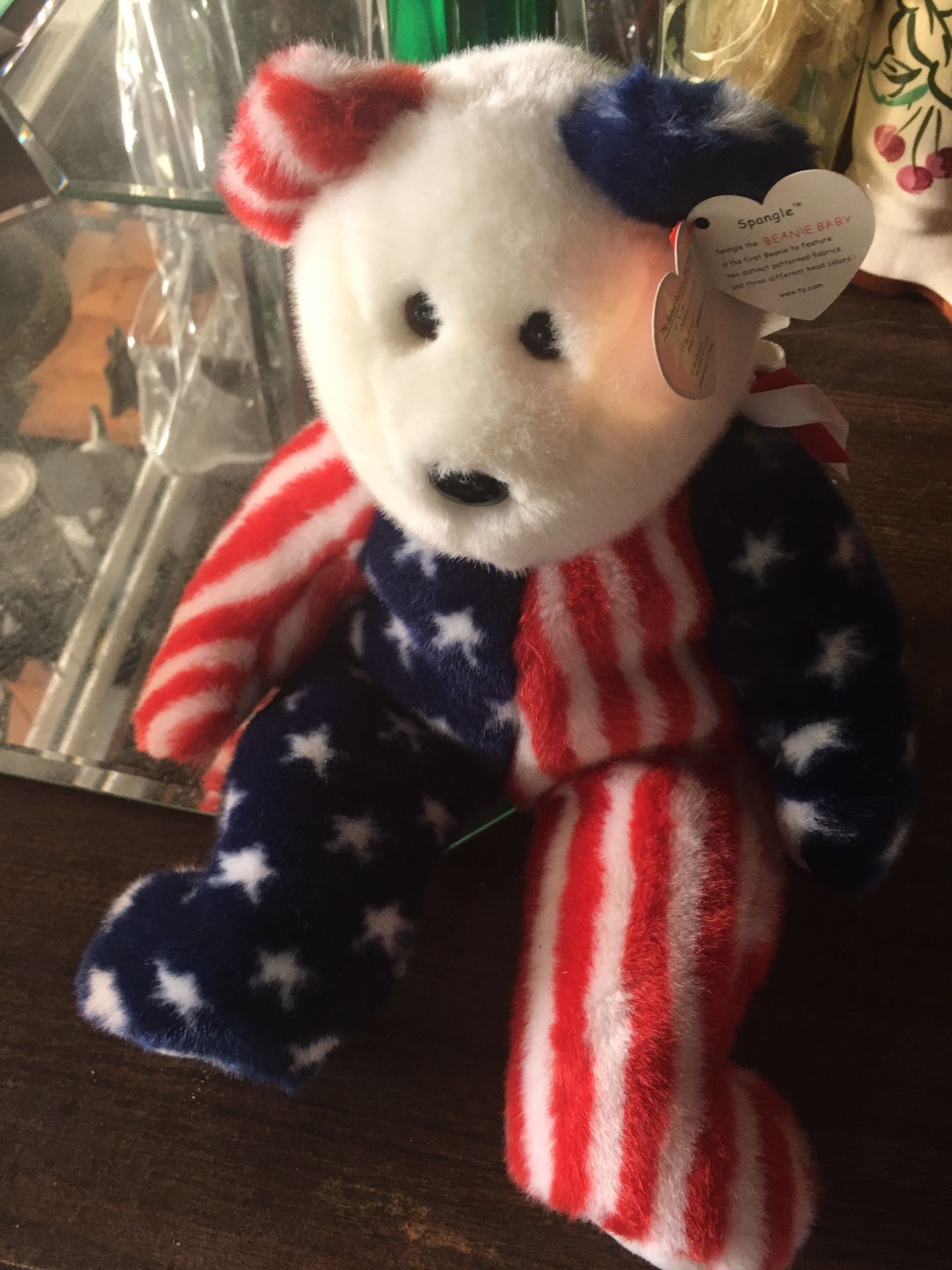 Large Size Spangle Beanie Baby With Tags Also Small Spangle With Pink Face.