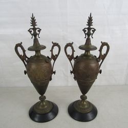 French Brass/Bronze Vintage Garniture Urns? 13 1/2" Tall


