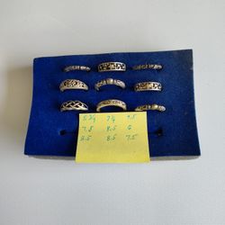 9 Old Silver Rings