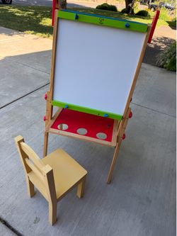 Hape All-in- One Double-Sided Wooden Art Easel + Kids Chair