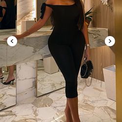 Fashion nova Sweet Like Candy Capri Jumpsuit - Black