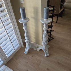 2 Candle Stands With Candles 