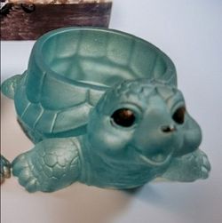 Teal Turtle Figurine Candle Holder
