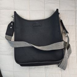 Black Bag with Patterned Strap