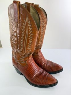Dan Post Womens Brown Lizard Leather Western Cowboy Boots Sz 8.5 No Insoles