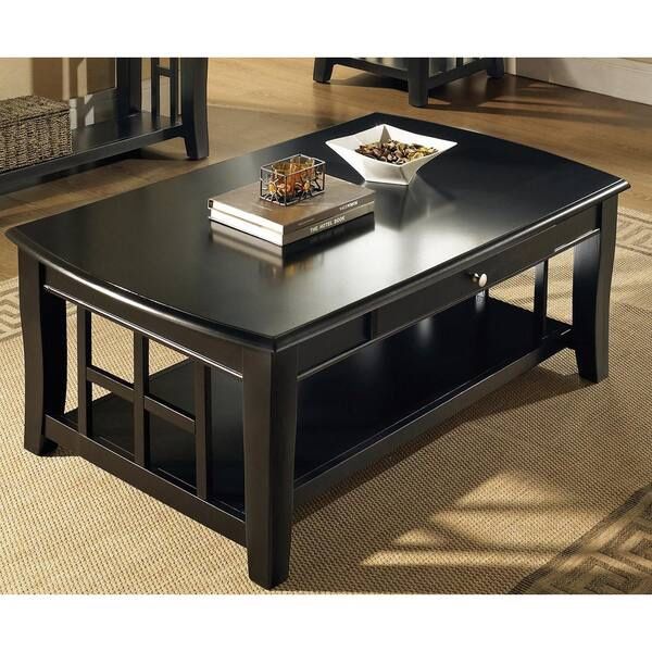50in Ebony Large Rectangle Wood Coffee Table
