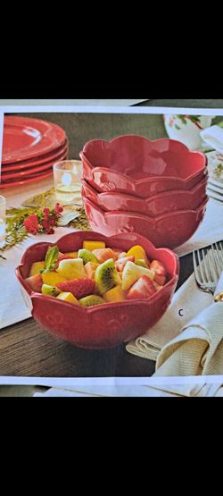 JUEGO DE 4 PLATOS PARA SOPA ROJO RUBY PRINCESS HOUSE ⚘️ 🌷