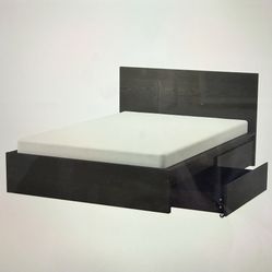 Malm High Bed Frame & 2 Storage Boxes