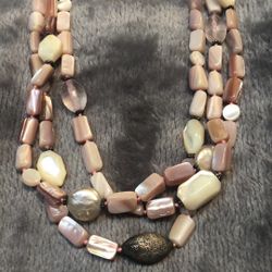 Pink Stacked Stone Fashion Necklace