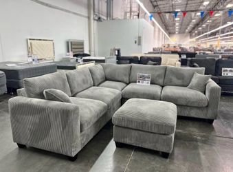 IVORY, SAGE, BLACK, DARK GRAY or LIGHT GRAY Plush Corduroy 99x99 sectional sofa with ottoman