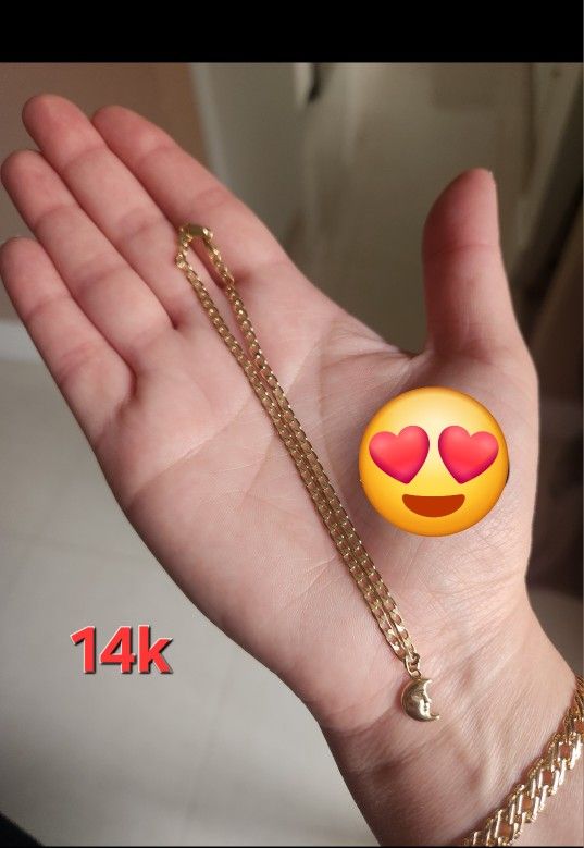 Anklet 14k, With Moon 10k