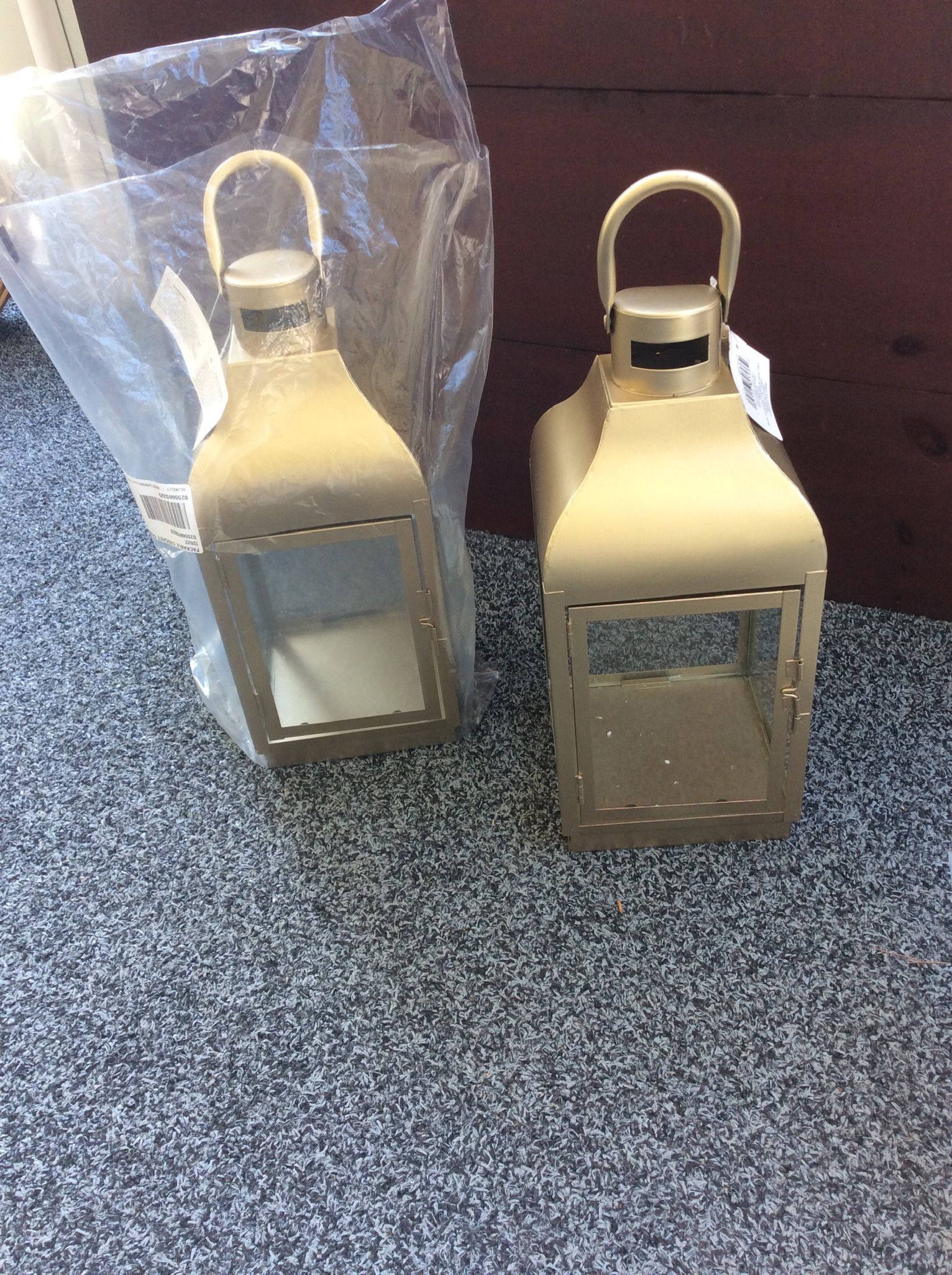 EACH/ Gold New 16” Hi X 7” Squared Lanterns (retail 39.95 Each) Both For $35