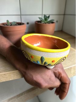 Authentic Hand-Painted Mexican Ceramic Molcajete Del Barro - Folk Art Infused