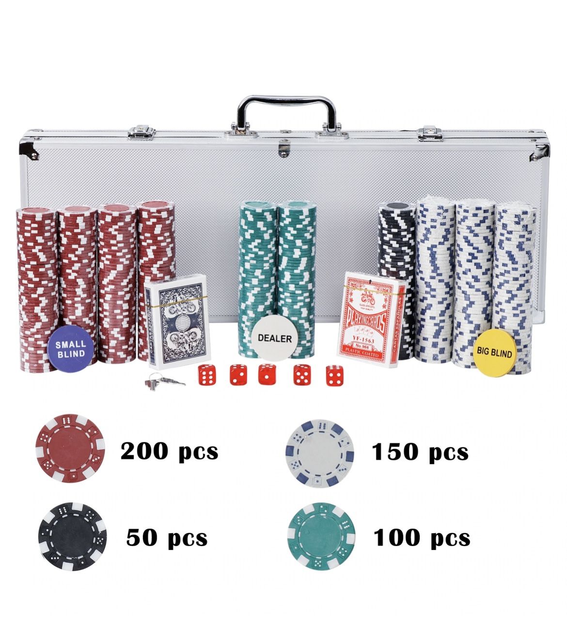Gambling Casino Size Chip Dice Gamble Poker Game Set with Carry Case (Set of 500/1000)