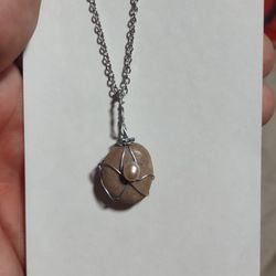 lake Michigan beach stone pearl necklace 