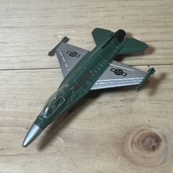 Vintage Collectible U.S Air Force F-16 Jet Plane Diecast Maisto Green Silver 5"