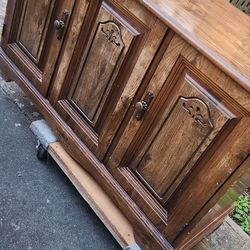 Free Wood Cabinet 45"Lx27.5"Hx16.5"H Scratched But Sturdy
