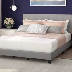 NEW King Bed Frame, Laval Button Tufted Upholstered Platform Bed Frame !