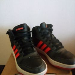 Adidas neo Hoops 2.0 Mid K GZ7768 Black Orange Size 5 great condition. Unisex. Laces in great shape.