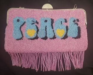PINK BEADED CLUTCH