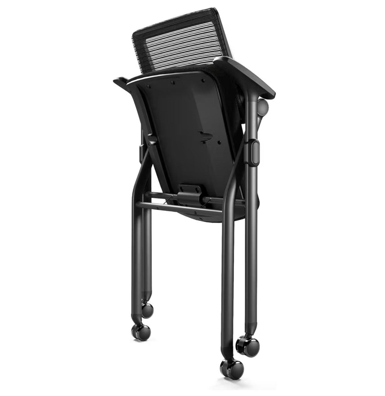 Amazon.com: FYLICA Foldable Office Chair Set of 2 with PU  Foldable Office Chair Set of 2 with PU Wheels Ergonomic Mesh Bouncing Back