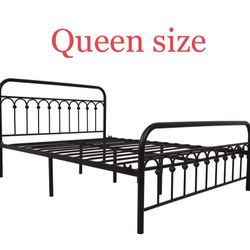 Queen Size Metal Bed Frame With Headboard And Footboard 
