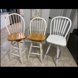 Wooden Swivel Bar Chairs White 