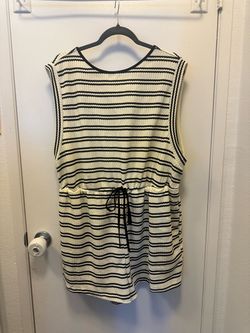 Black and White Striped Sleeveless Romper