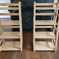 Set Of Wooden Corner Bookshelves - Light Brown